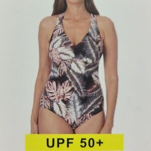 Scattered Palm Hurley Leaf Print One-Piece Swimsuit NEW nwt SMALL‎